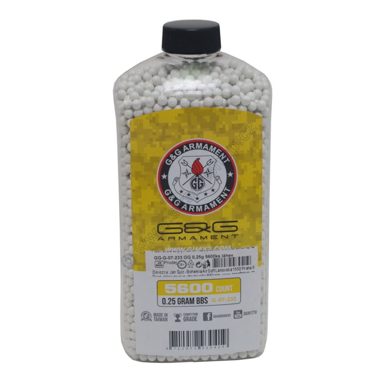 BB kuličky G&G - 0,25g - 5600ks - bílé